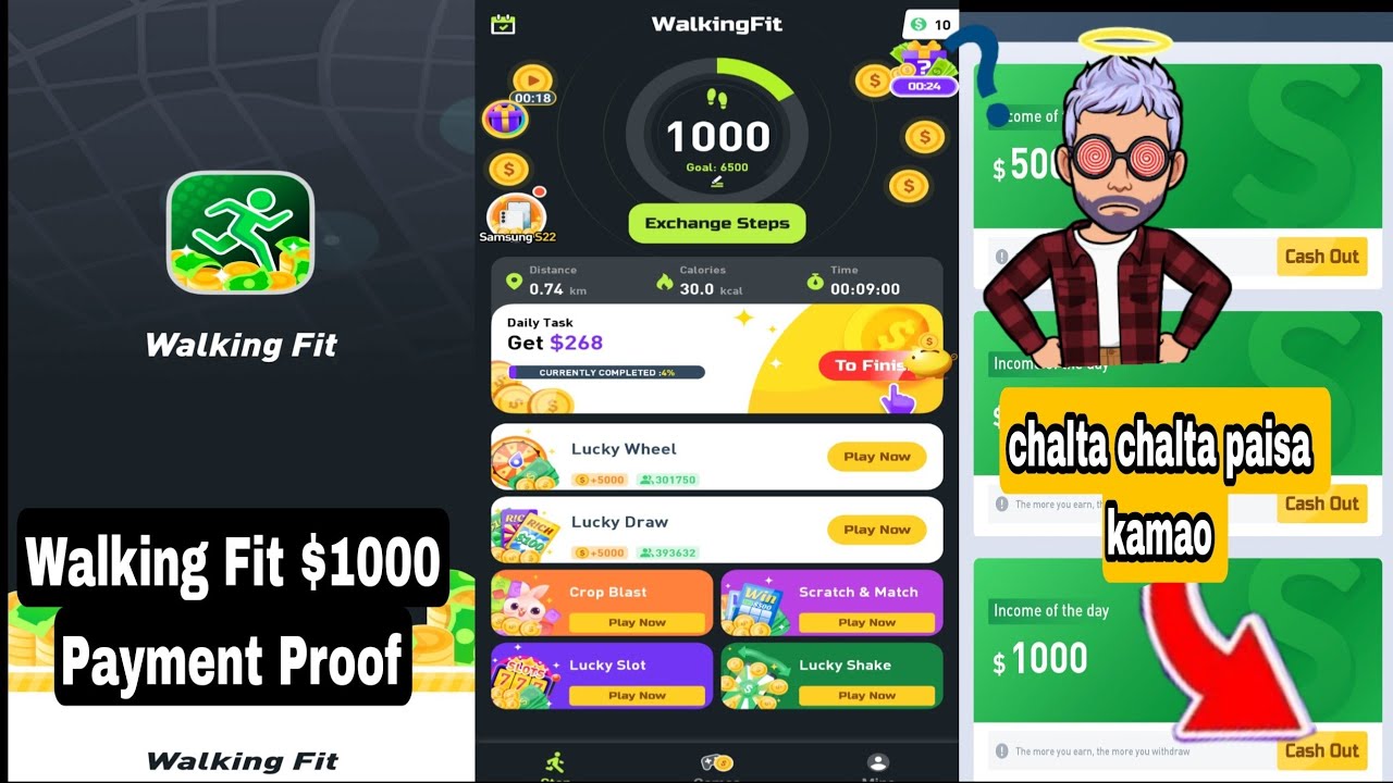 Walking Fit Payment Proof - Walking Fit earning apps Real or Fake - walking to Earn free Cash