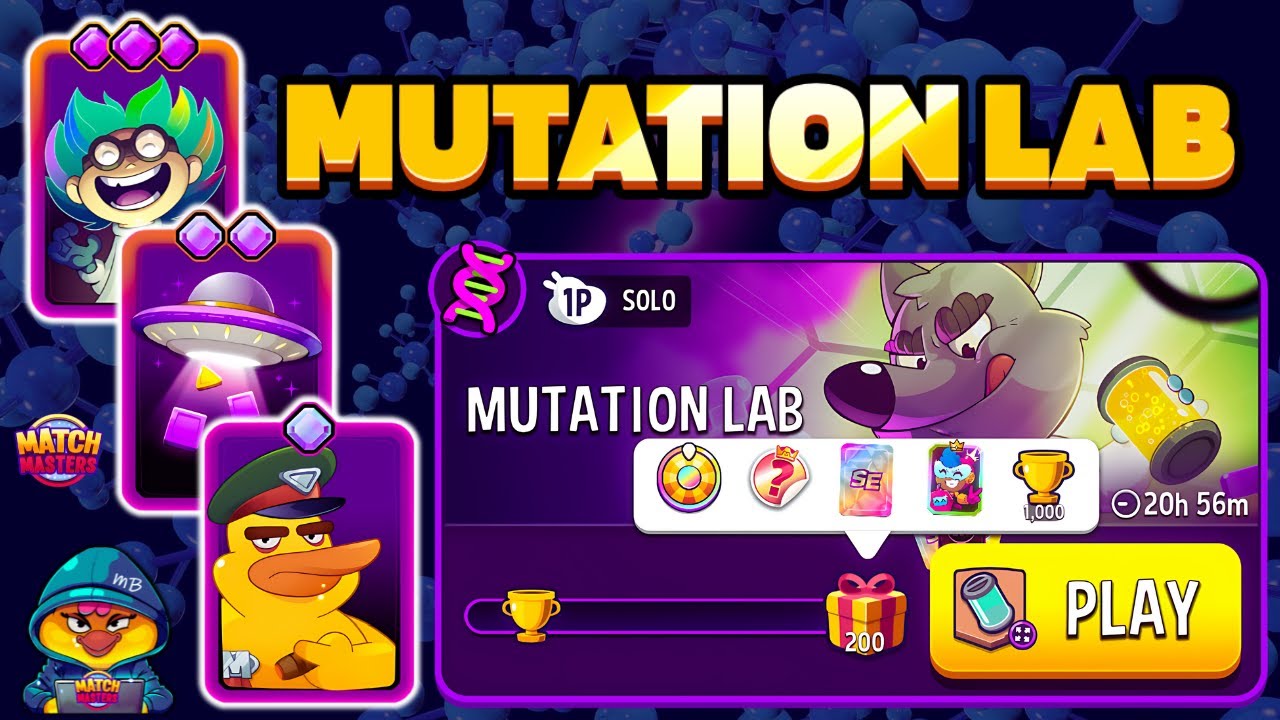 LOW DIAMOND BOOSTERS on MUTATION LAB + SUPER SIZED 200 DNA | Match Masters Solo Challenge