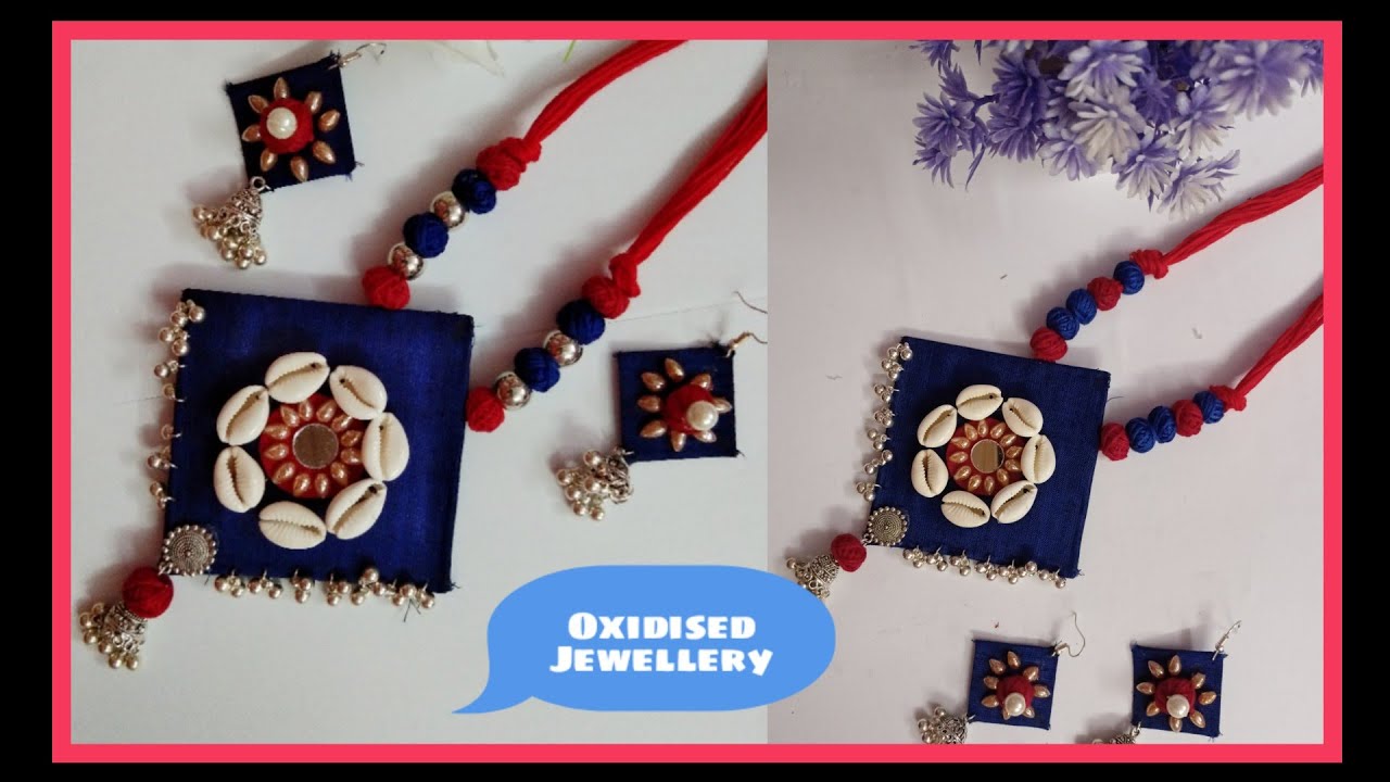 Handmade Jewellery //Fabric Jewellery //Oxidised Jewellery //Durga Puja special Cowrie Jewellery