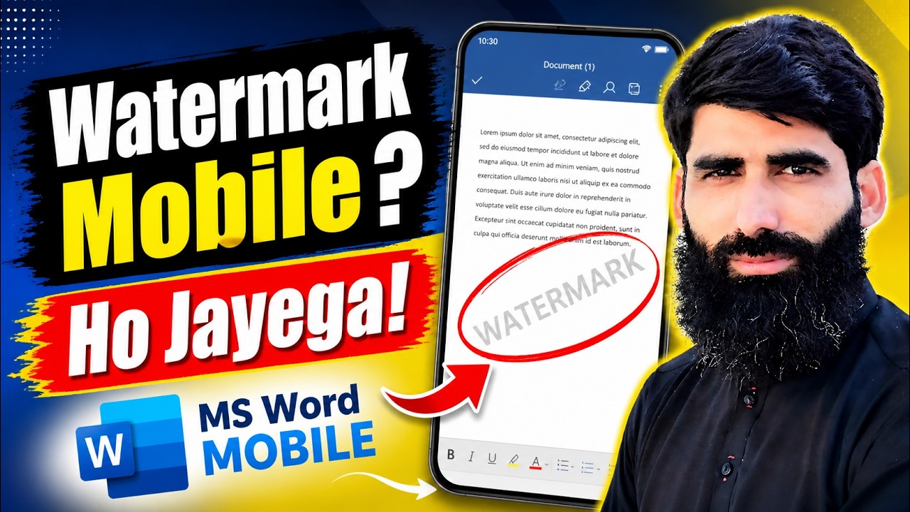 MS Word Mobile App Mein Watermark Kaise Lagaye? | Mobile  MS Word Mein Watermark Lagane Ka Tarika