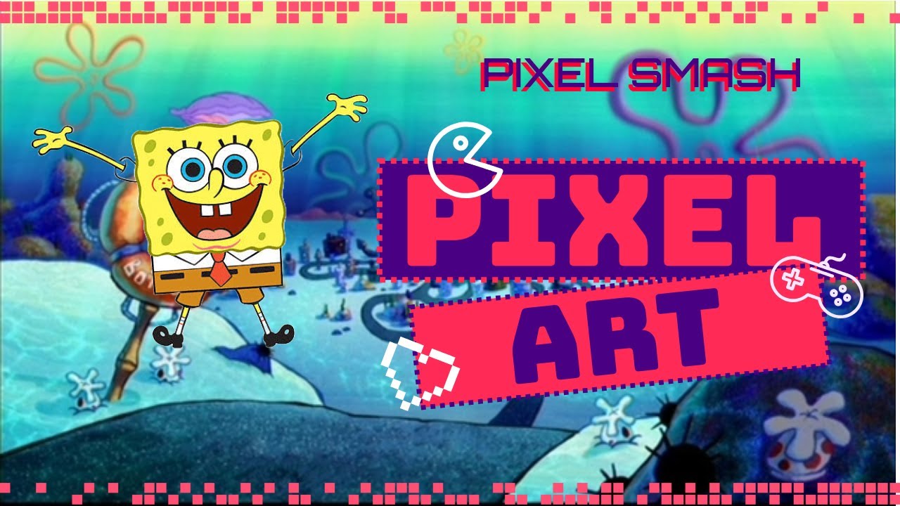 Desenho, Pixel Art. Bob Esponja e Gary.