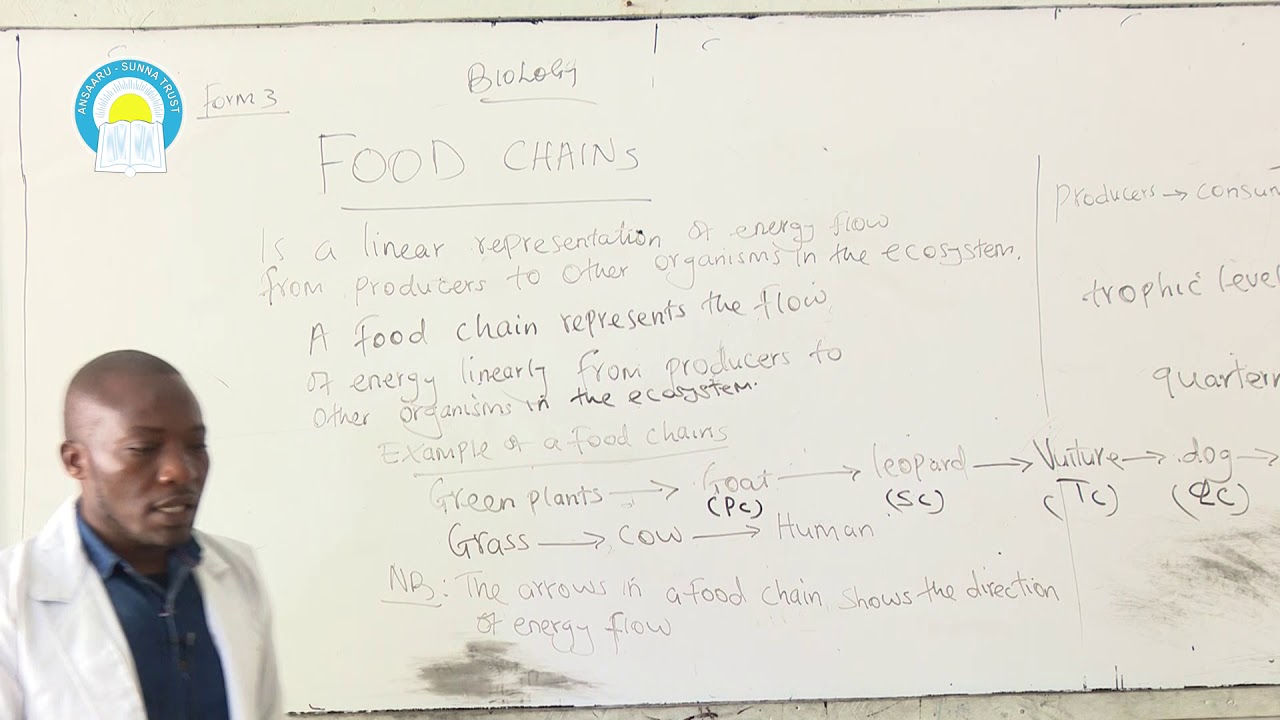 Form 3 - Biology - Topic: Ecology .... (FOOD CHAINS & FOOD WEBS), By; Tr. Francis.