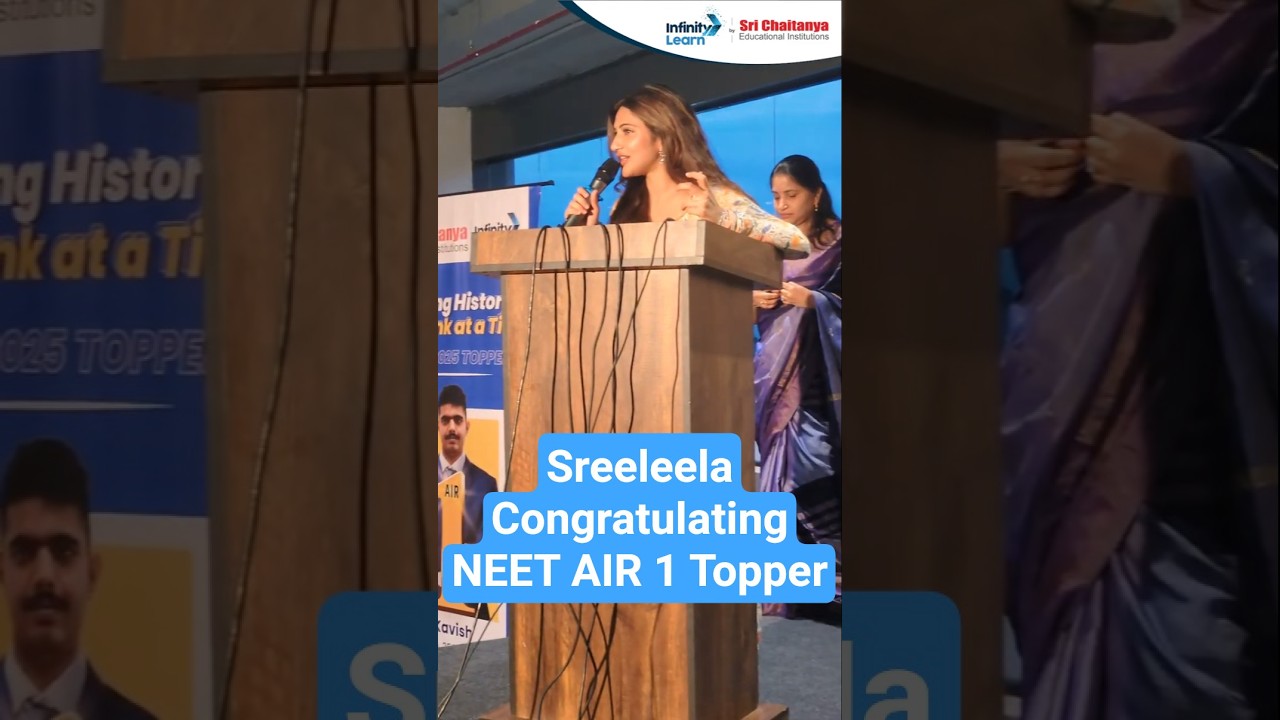 Sreeleela Celebrates NEET 2025 Topper from Sri Chaitanya! 🎉#neet2025 #neettopper #sreeleela