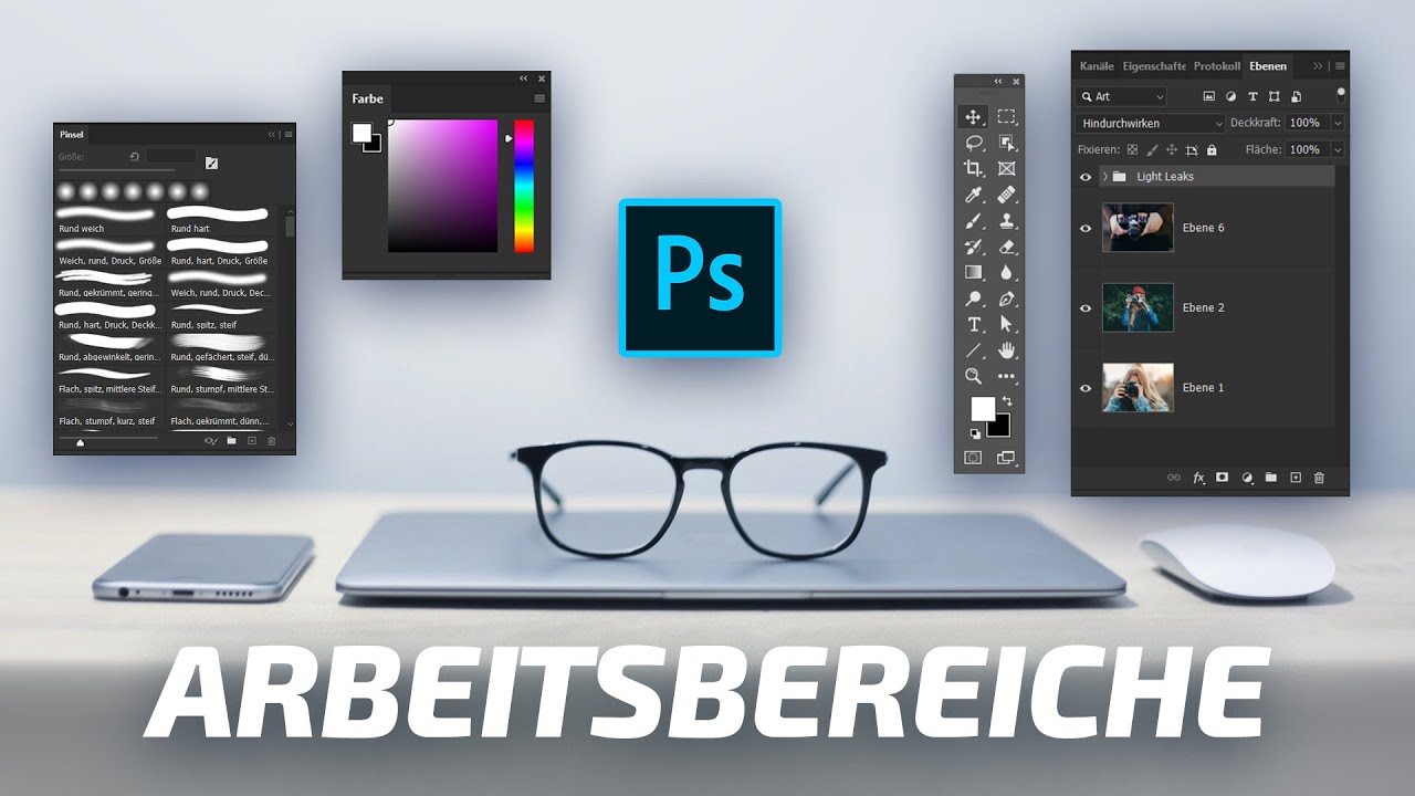 Arbeitsbereiche in Photoshop: Anlegen, einrichten, speichern - Anfänger Grundlagen [deutsch]