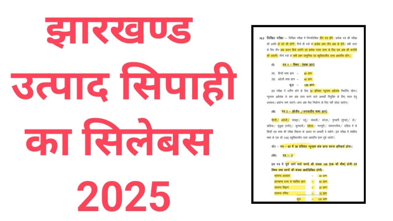 झारखंड उत्पाद सिपाही का सिलेबस 2025// Jharkhand Excise constable Syllabus 2025//Utpad sipahi exam 25