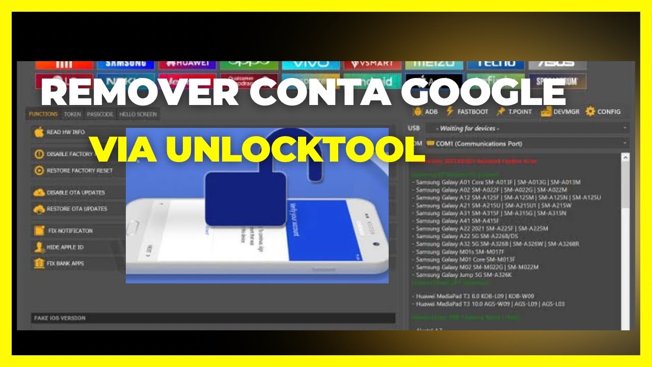 REMOVER CONTA GOOGLE DE FORMA FÁCIL- VIA UNLOCK TOOL-/A12/A31/A32/A22 E OUTOS MTK-