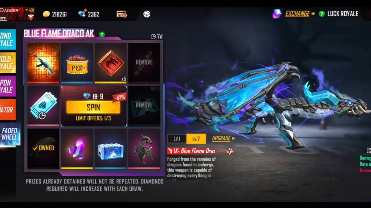 Return blue frame draco ak gun skin | I got draco ak #Garenafreefire #Gunskinspin #Angrydagger