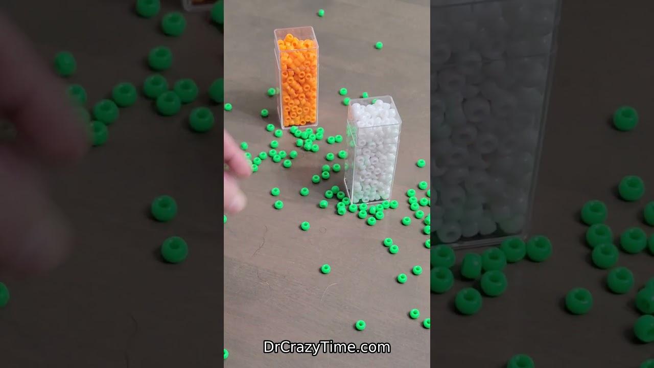 Orange, white and green beads