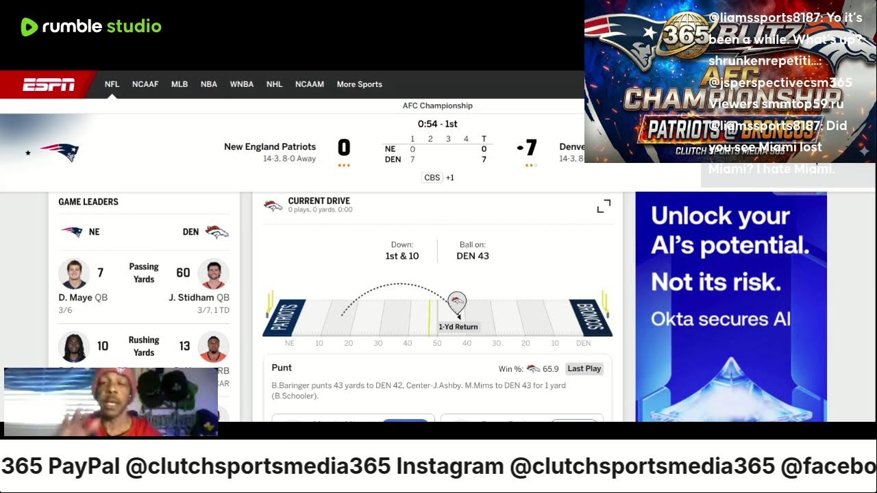 Patriots @ Broncos AFC Championship LIVE Play By Play