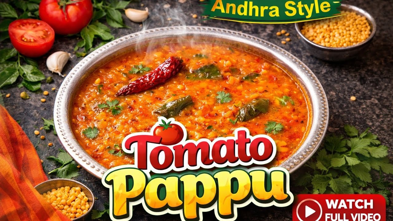 Tomato Pappu 🍅Recipe in Telugu | Simple Andhra Style Dal | Easy Lunch Recipe@OurHappyTrioAVSLife 