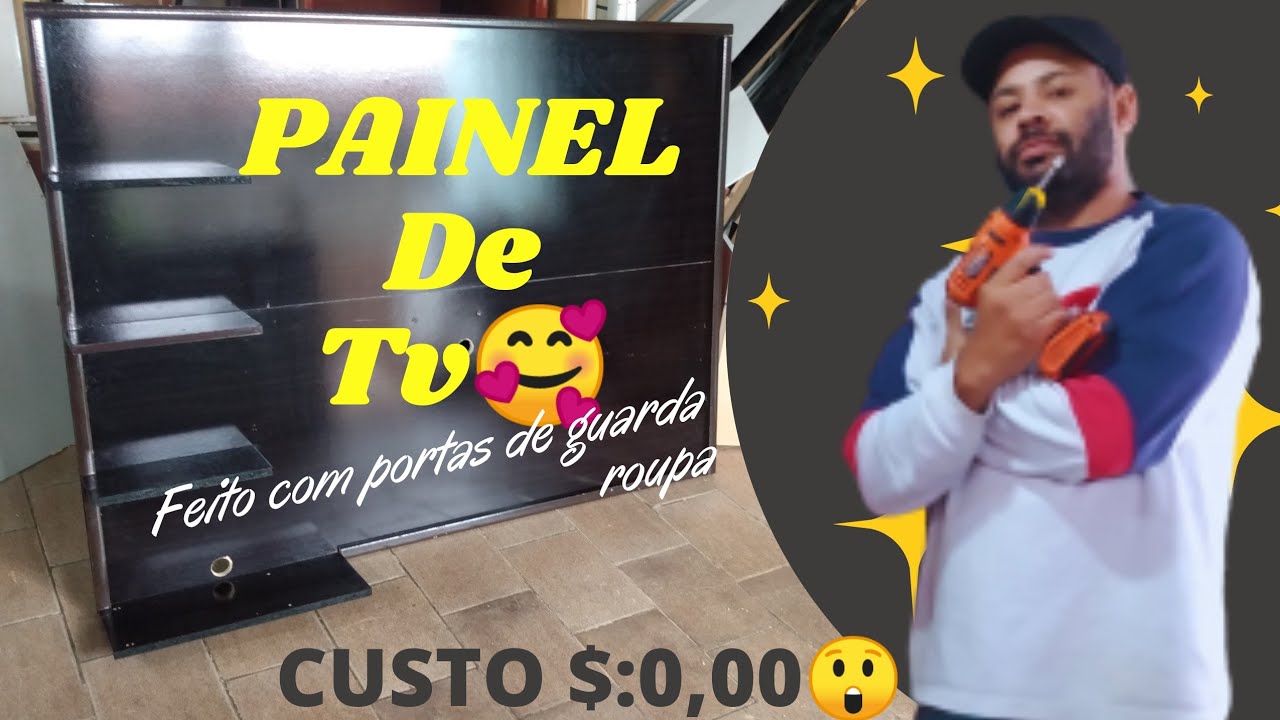 COMO FAZER UM PAINEL DE TV COM PORTAS DE GUARDA ROUPA (passo a passo)