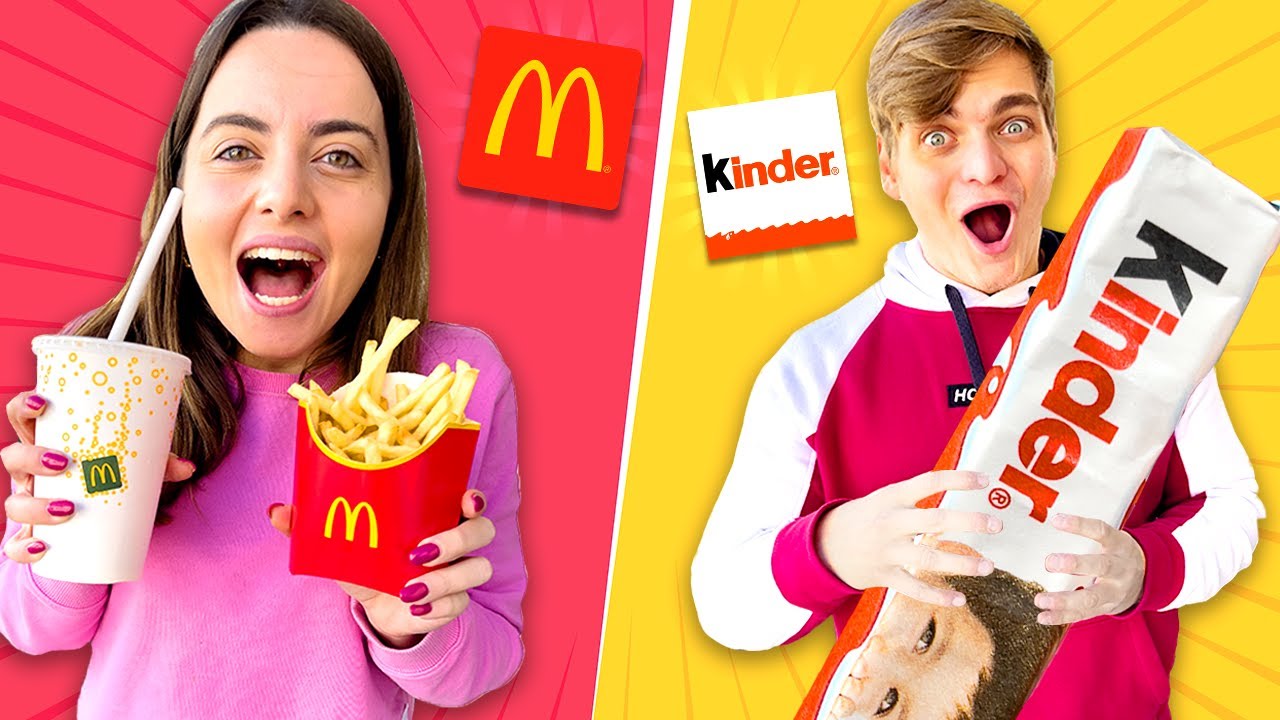MANGIAMO SOLO CIBO MC DONALD'S VS  KINDER CHALLENGE *PER 24 ORE* !!
