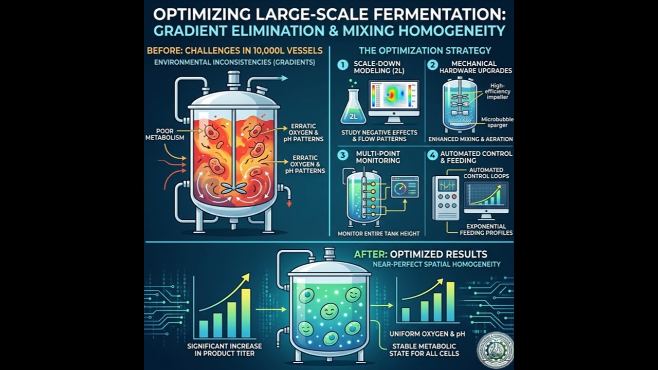 Optimizing Large-Scale Fermentation Through Gradient Elimination and Mixing Homogeneity