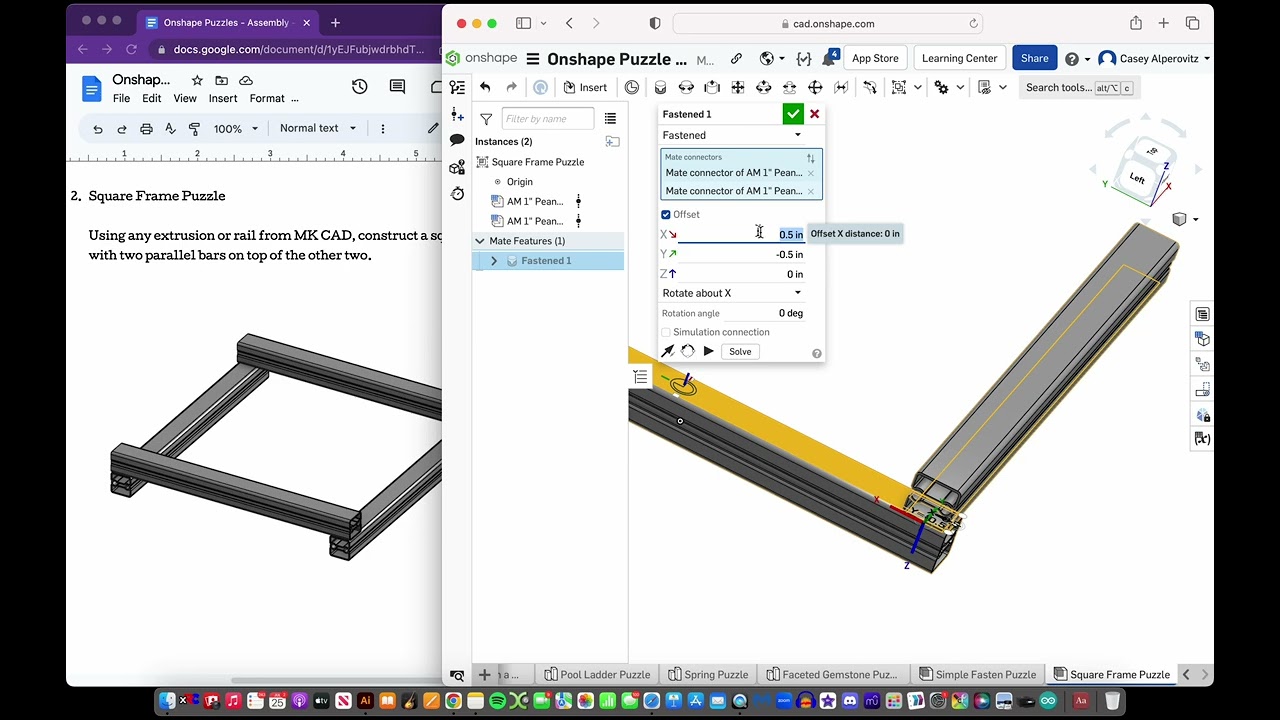 Onshape Assembly Puzzle: Square Frame