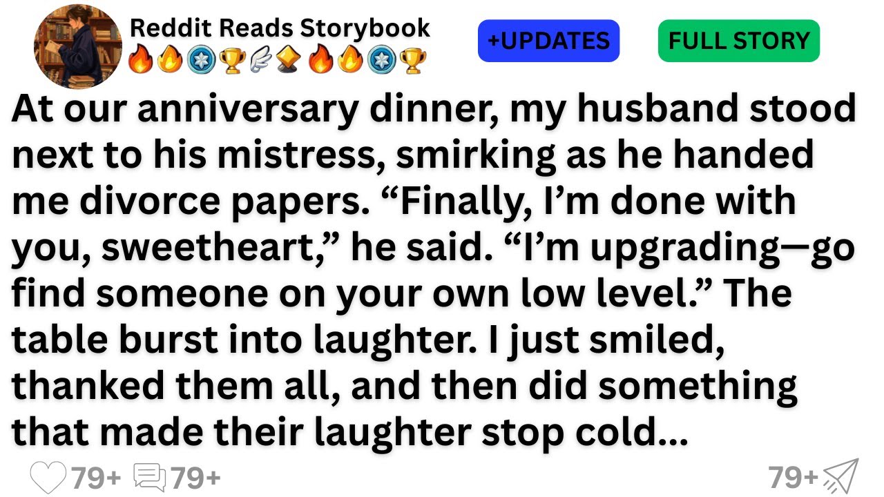 At our anniversary dinner, my husband stood next to his mistress, smirking as he handed me divorce..