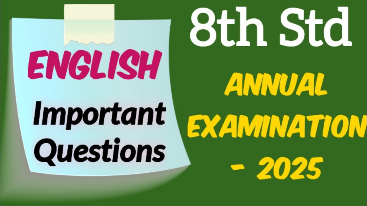 8th Std - English | Annual Exam - Important Questions | 2025