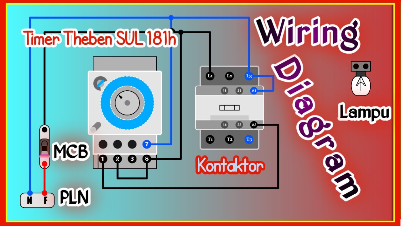 Rangkaian Instalasi Timer Theben SUL 181h dengan Kontaktor