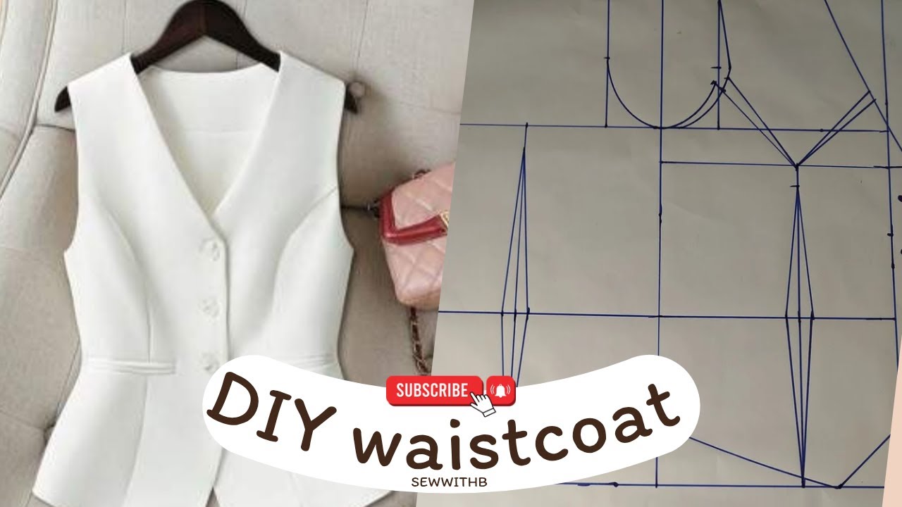 How to cut and sew a BUTTON DOWN WAISTCOAT for women |step-by-step tutorial | pattern drafting
