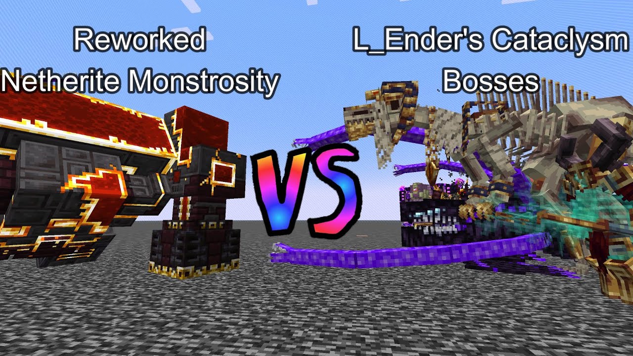 Reworked Netherite Monstrosity vs L_Ender's Cataclysm Bosses | Minecraft  Mob Battle