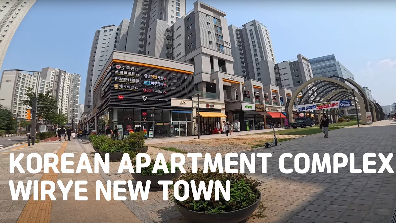 4K South Korea - Korean apartment complex tour, street walk