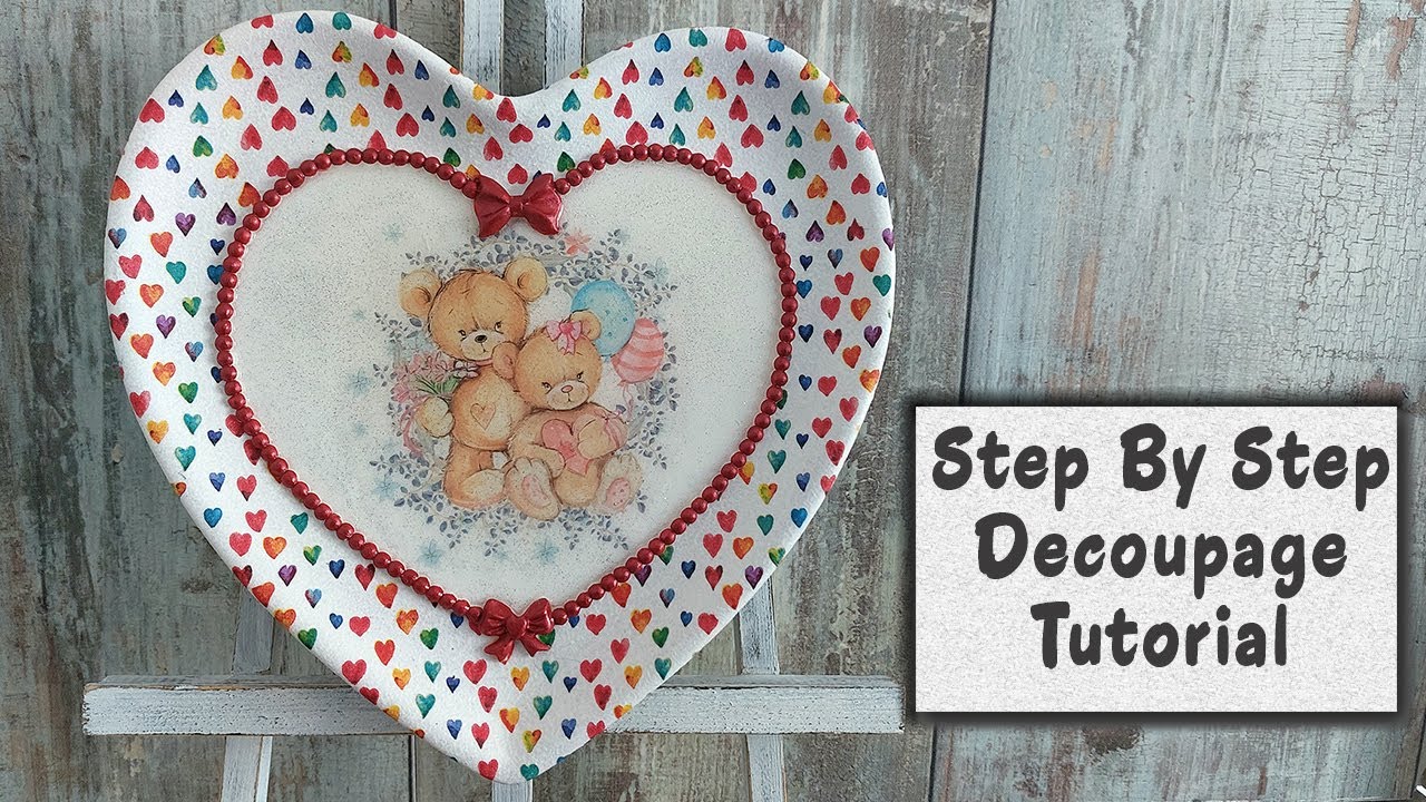 🧸Тарелка в форме сердца с плюшевым мишкой ко Дню святого Валентина🧸Пошаговый мастер-класс #декупа...