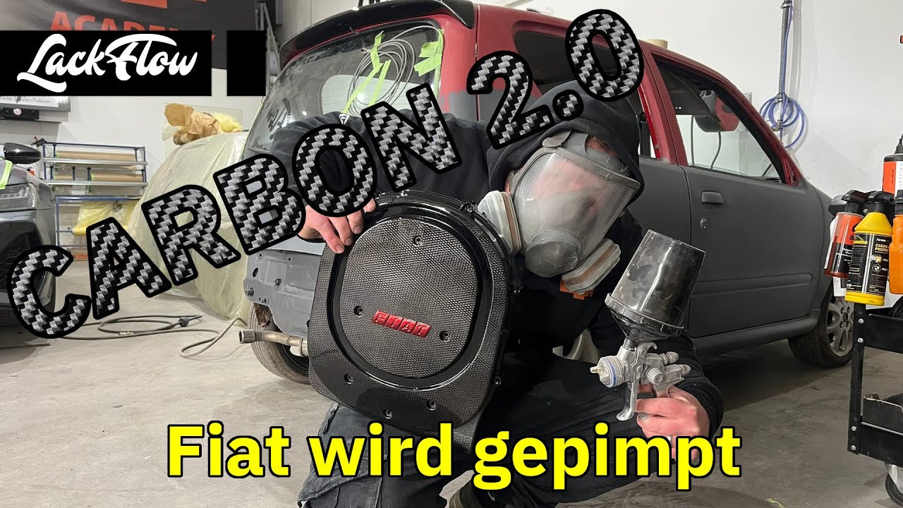 Wir lackieren am Fiat Seicento diverse Teile in Carbon Optik