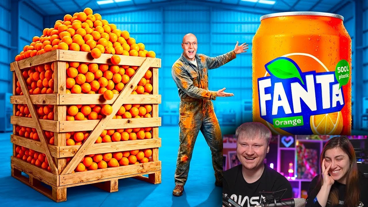 Я СДЕЛАЛ ГИГАНТСКУЮ FANTA ИЗ 1 ТОННЫ АПЕЛЬСИНОВ !!! | РЕАКЦИЯ на vanzai