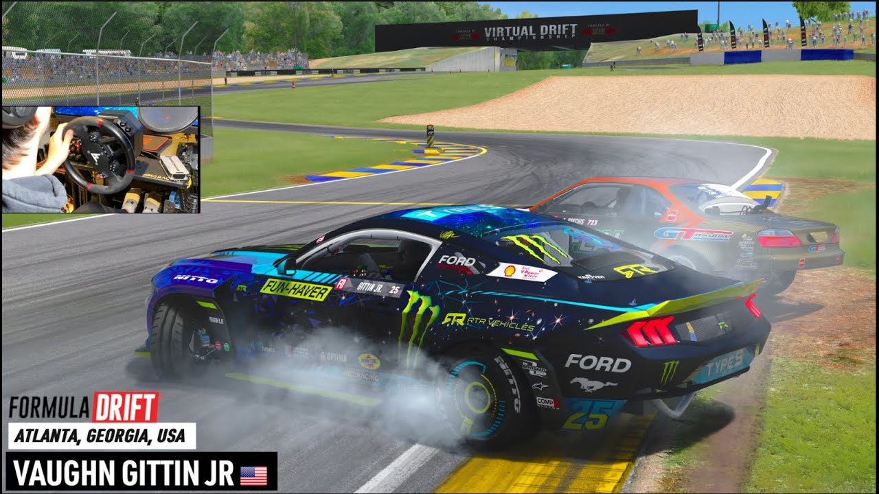 Joining REALISTIC Formula Drift ROAD ATLANTA Battle Server!! Vaughn Gittin JR 1300hp Mustang
