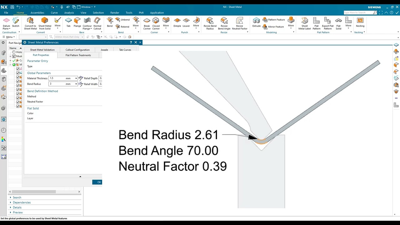 Siemens NX Sheet Metal: Bend Tables
