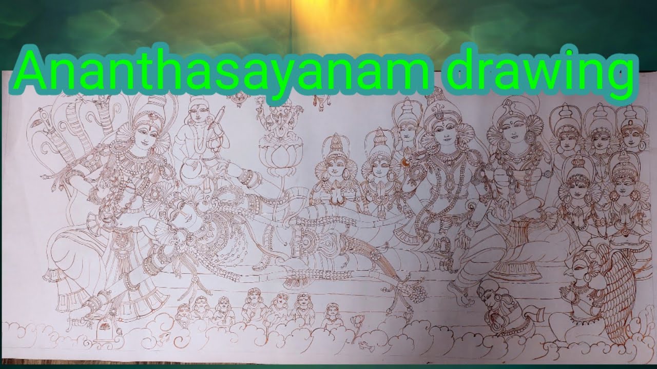 Ananthasayanam Kerala Mural drawing