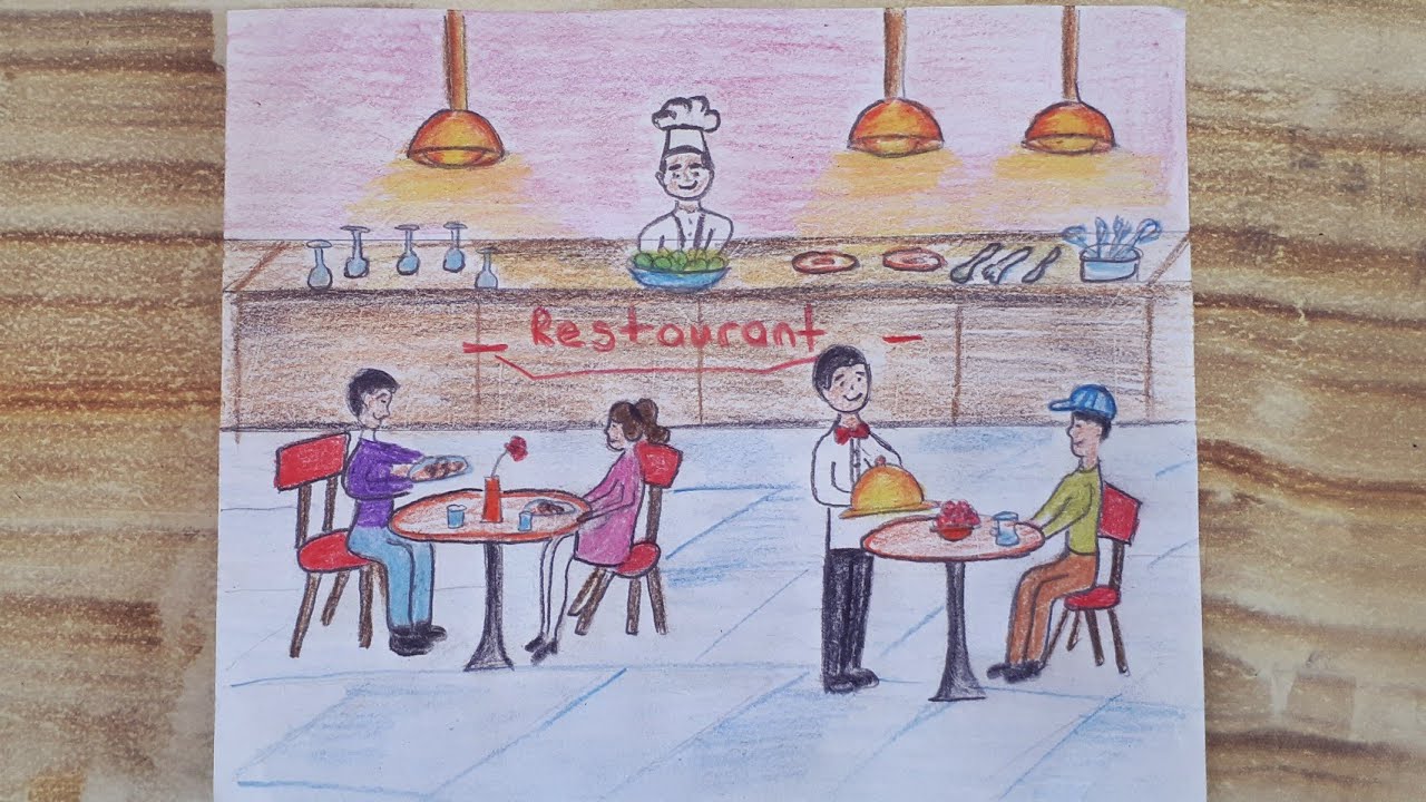 RESTAURANT DRAWING   RESTAURANT ÇİZİMİ #restaurant  #restaurantdrawing @Sebnem Yucel