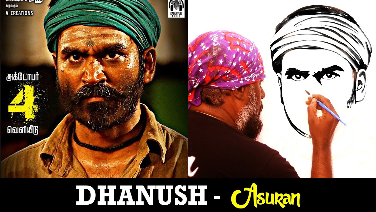 How to Draw Dhanush Asuran Indian Actor #Shorts - Udhaya Speed Painting