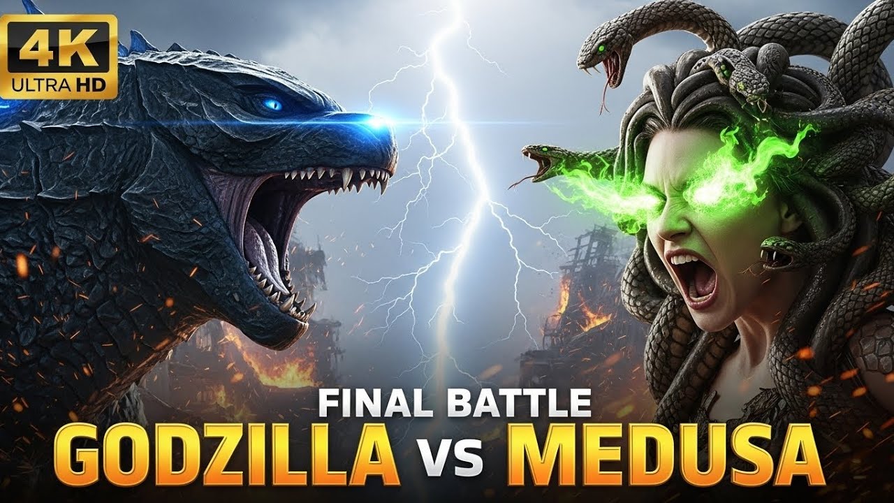 Godzilla & Lions vs Medusa Gorgon: A Massive Clash With Giant Serpents