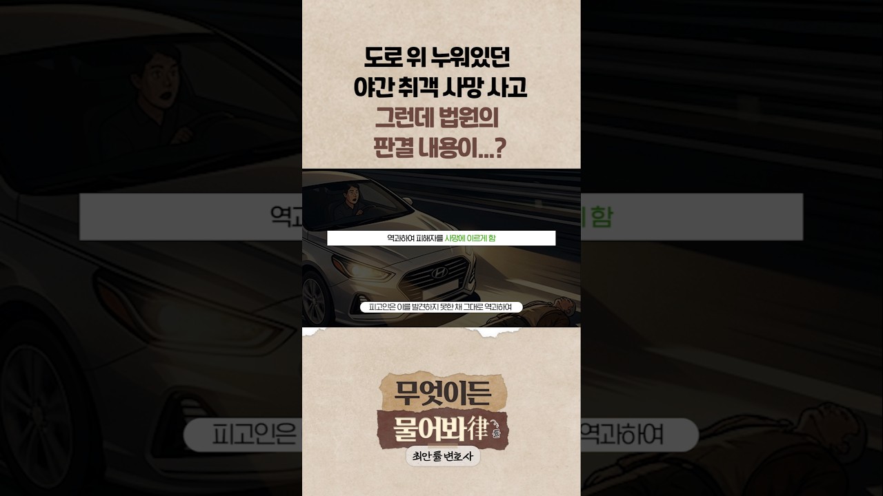 도로 위 누워있던 야간 취객 사망 사고 그런데 법원의 판결이...? #변호사 #취객 #사망사고