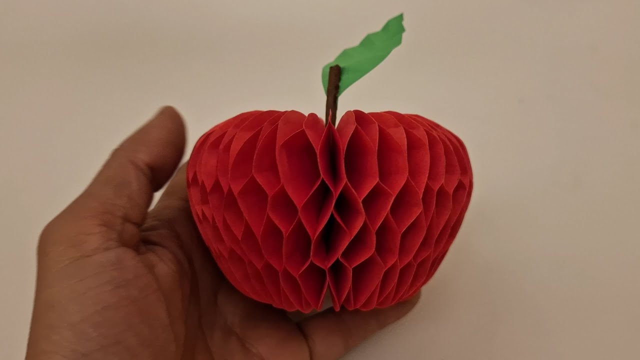 How To Make a Paper Honeycomb Apple 3D 🍎 Easy DIY Craft Ideas