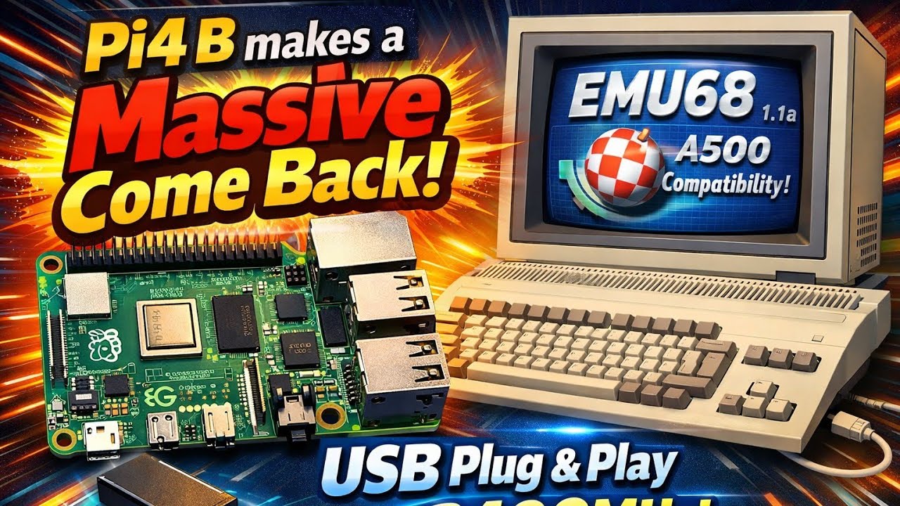 Драйвер USB для Amiga 500 на Pistorm Classic Pi 4b EMU68 1.1a #pistorm #amiga500