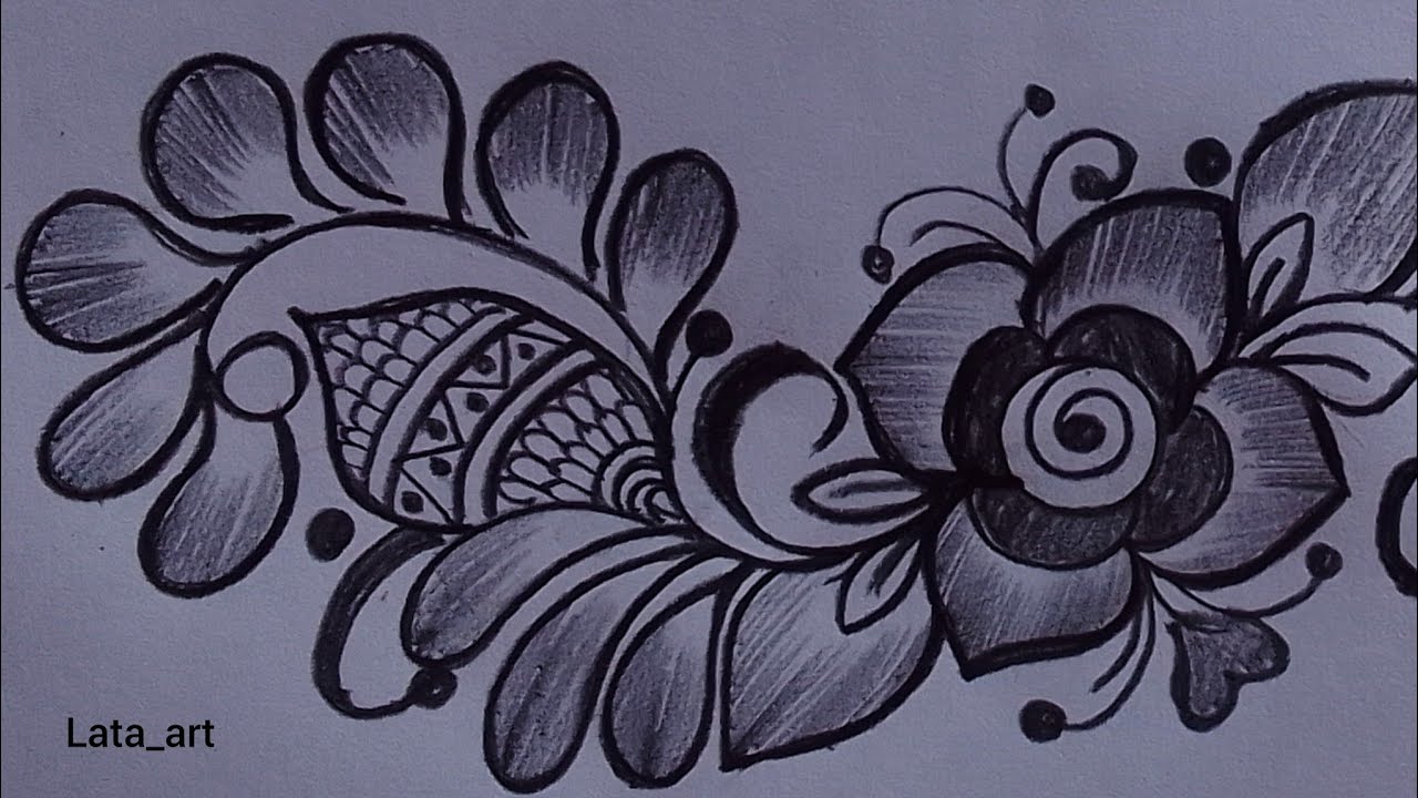 Beautiful pencil shading mehndi design / Easy mehndi practice by pencil / Mehndi designs #lataart