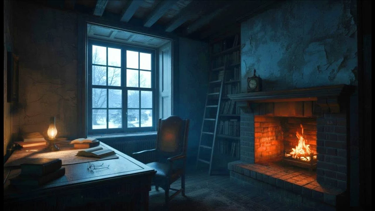 The Forgotten Writer’s Room | Winter Study Ambience with Fireplace & Subtle Room Sounds (8 Hours)