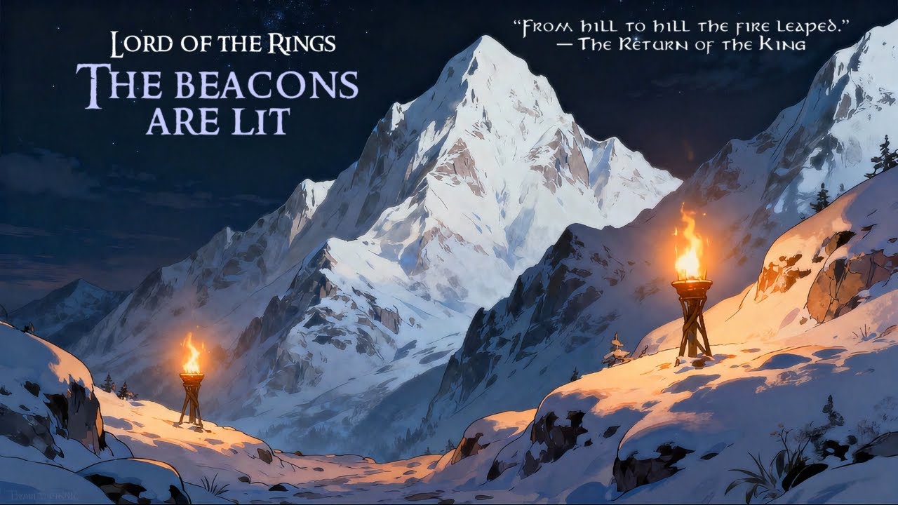 LOTR Ambience for Focus & Night Study | Dark Fantasy Atmosphere, Wind & Distant Fire