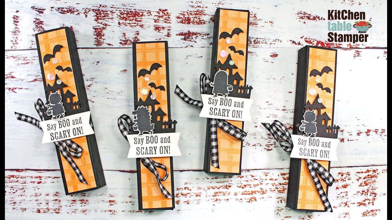 HOW TO make a Scary Cute Five Piece Dove Chocolate Treat Box with Kitchen Table Stamper