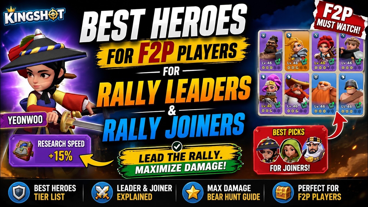 Kingshot Best Heroes for F2P | Rally Leaders & Joiners Guide + Bear Hunt