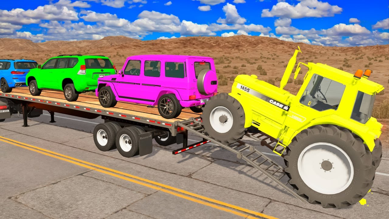Flatbed Truck Mcqueen | Transportation with Truck - Pothole vs Car #17 - BeamNG.Drive