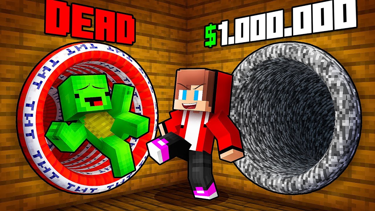 JJ and Mikey: DANGEROUS Choose a Right Tunnel Battle in Minecraft - Maizen