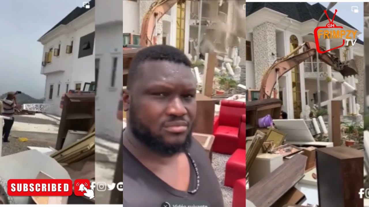 Sad: As Man Demolished His Multi Million Cedis Mansion In East Legon After Ex-Wife Demands
