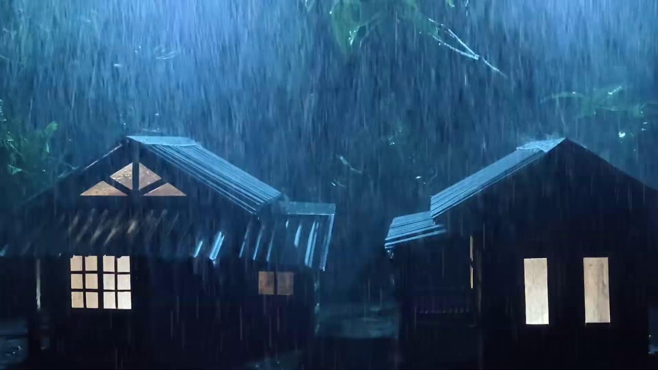 No Ads Rain Sounds for Sleeping - ASMR Wild Night Rain on Tin Roof for Severe Sleep Disorder #111