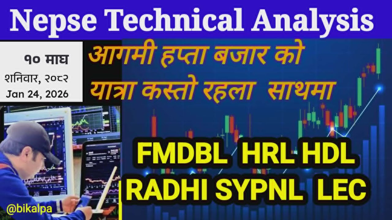 NEPSE TECHNICALL ANALYSIS,STOCK ANALYSIS, FMDBL,HRL,HDL,RADHI,SYPNL,LEC BY BIKALPA GIRI