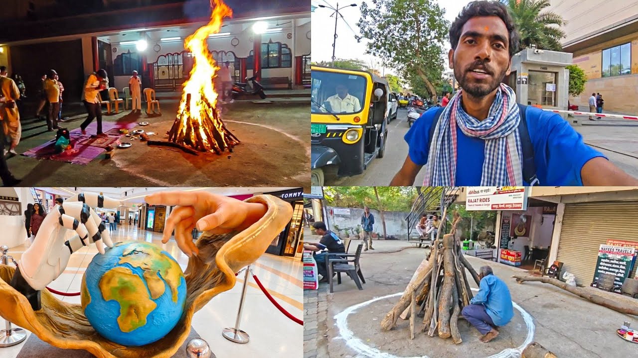 आज नागपुर में होली दहन देख रहे हैं🔥#biharibabuvlog 👳#Vlog ❤️