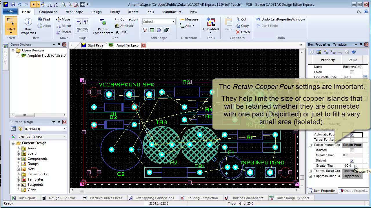 CADSTAR Setting Template Properties for Copper Pour