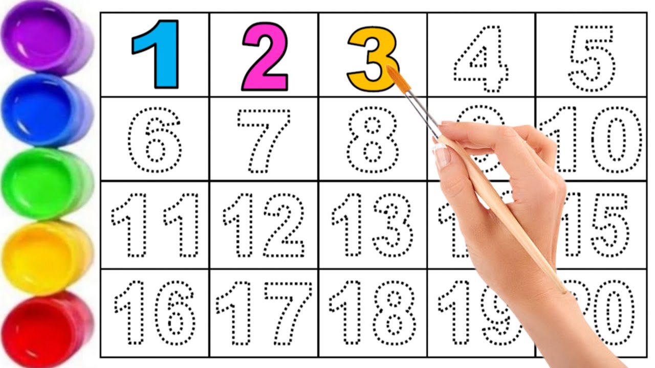 🧠✨1–20 तक Numbers सीखें 🎨✍️ | Double Line Tracing & Brush Colouring | Kids Video | ABC123Magic Minds