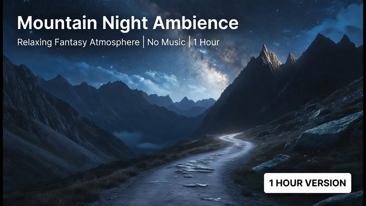 Mountain Pass at Night 🏔️⭐ | 1 Hour Fantasy Ambience